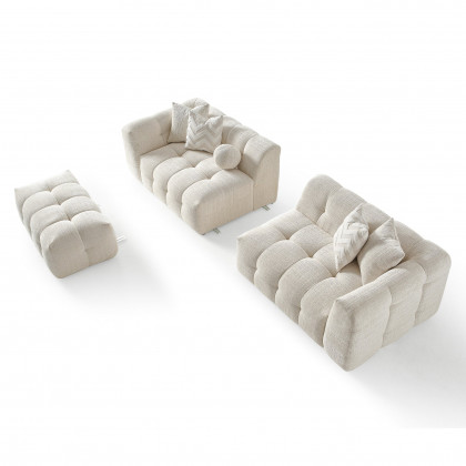 Ashcroft – Alana Tufted Ivory Chenille Modular Sectional Sofa