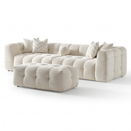 Ashcroft – Alana Tufted Ivory Chenille Modular Sectional Sofa