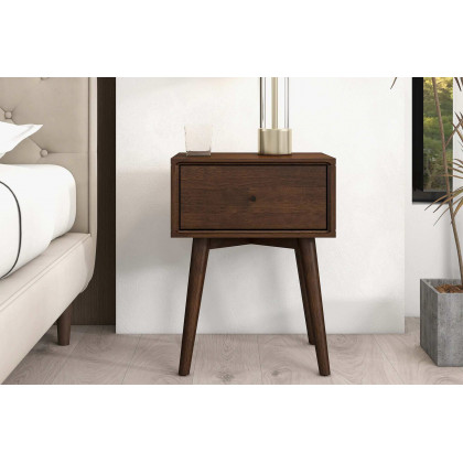 Ashcroft Avery Solid Wood Nightstand with 1 Drawer - Walnut
