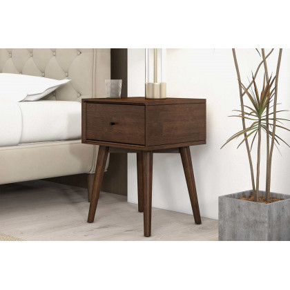 Ashcroft Avery Solid Wood Nightstand with 1 Drawer - Walnut