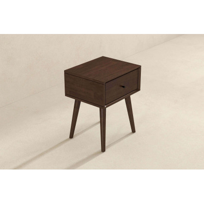 Ashcroft Avery Solid Wood Nightstand with 1 Drawer - Walnut
