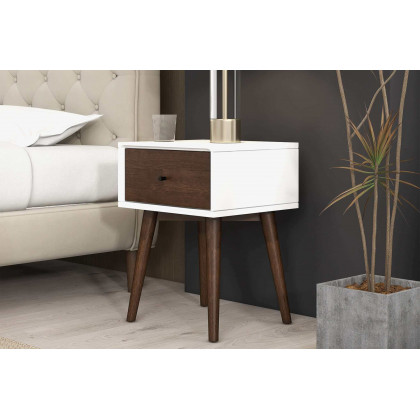 Ashcroft Avery Solid Wood Nightstand with 1 Drawer - White