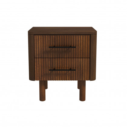 Ashcroft - Logan Mid-Century Modern Nightstand Bed Side Table with 2 Drawers in Walnut