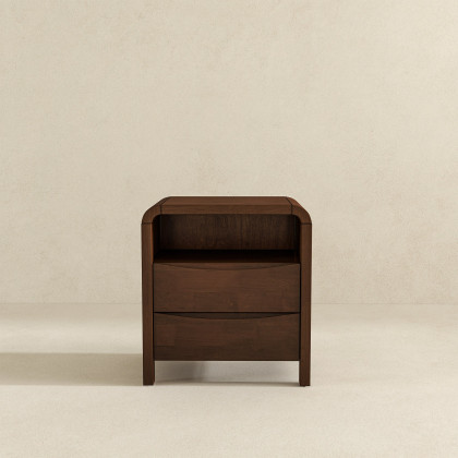 Ashcroft - Lionel Mid Century Modern Solid Wood Nightstand 2-Drawer
