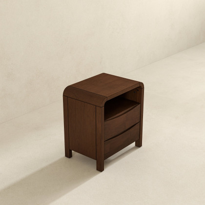 Ashcroft - Lionel Mid Century Modern Solid Wood Nightstand 2-Drawer