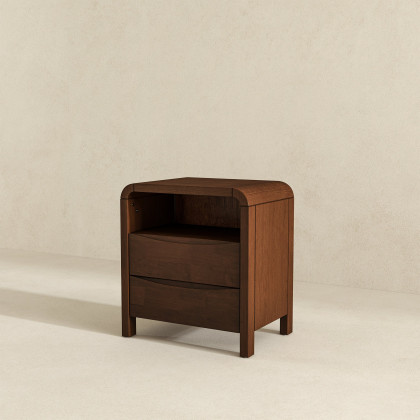 Ashcroft - Lionel Mid Century Modern Solid Wood Nightstand 2-Drawer