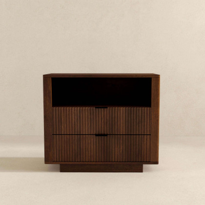 Ashcroft - Lola Mid-Century Modern Nightstand Bed Side Table with 2 Drawers in Walnut