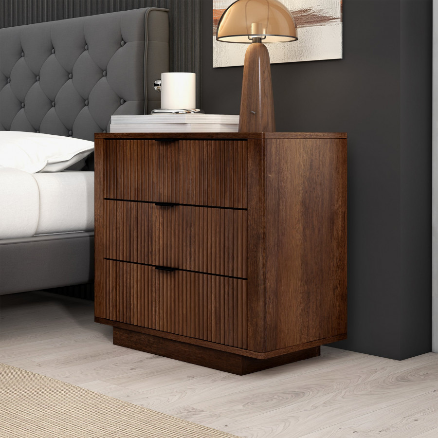 Ashcroft - Lola Walnut Nightstand 3-Drawer