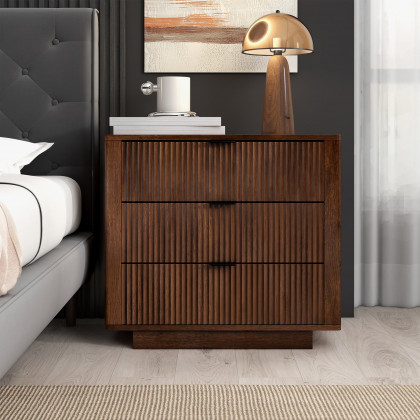 Ashcroft - Lola Walnut Nightstand 3-Drawer