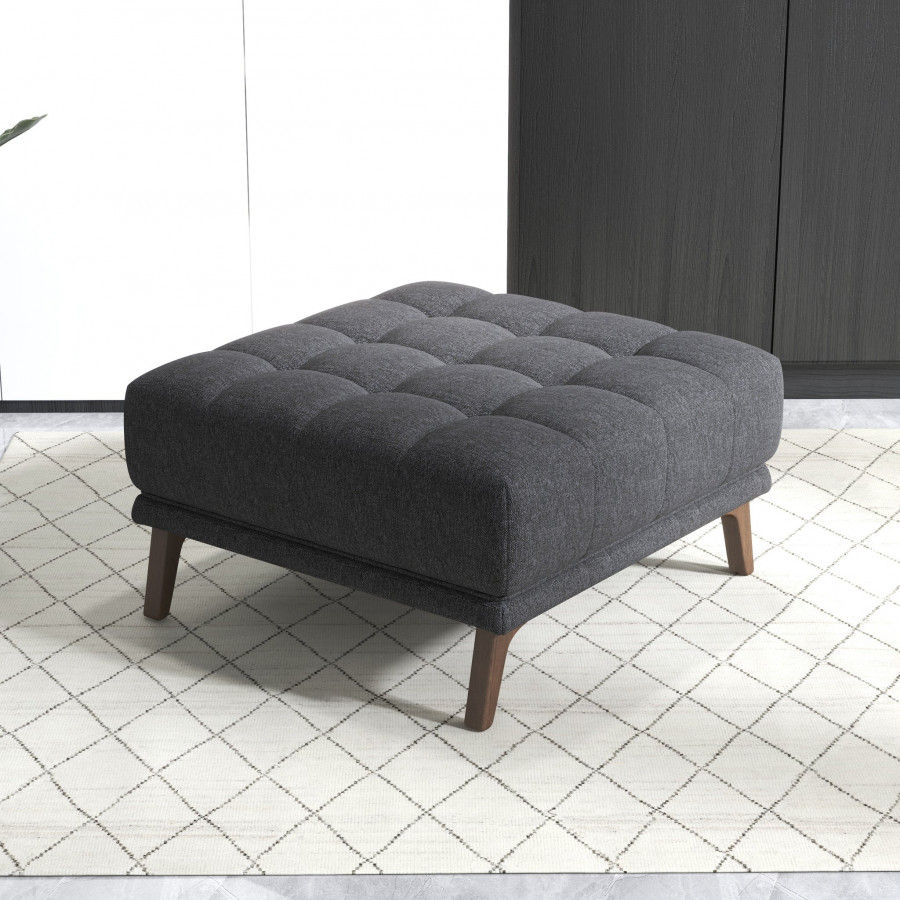 Ashcroft Addison Square Upholstered Ottoman - Dark Gray