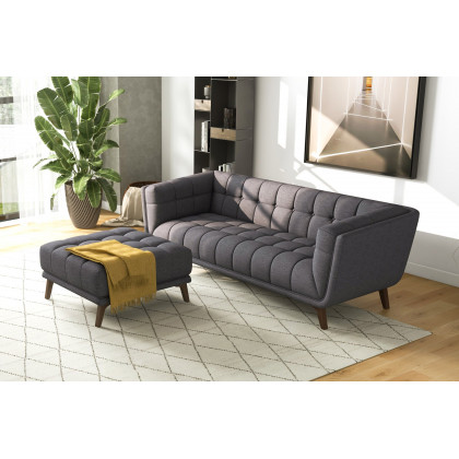 Ashcroft Addison Square Upholstered Ottoman - Dark Gray