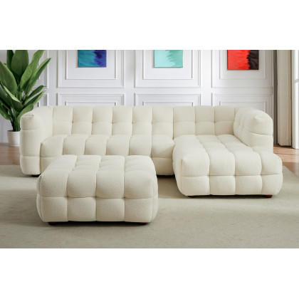 Ashcroft - Morrison Boucle Ottoman in Cream