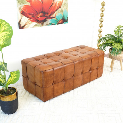 Ashcroft - Benjiro Tan Leather Bench