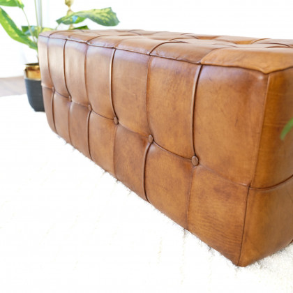 Ashcroft - Benjiro Tan Leather Bench