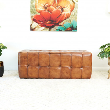 Ashcroft - Benjiro Tan Leather Bench