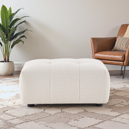 Ashcroft - Kaynes Chic Tufted Ivory Boucle Ottoman