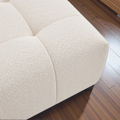 Ashcroft - Kaynes Chic Tufted Ivory Boucle Ottoman