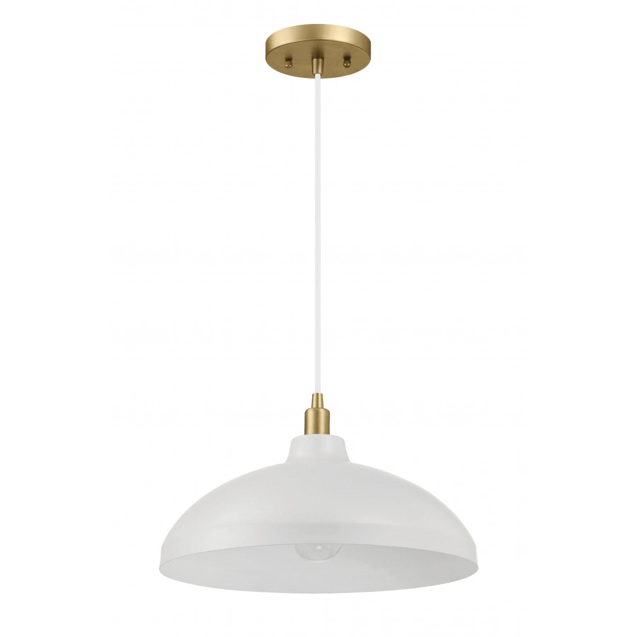 Ashcroft - Astral Single Light White Pendant Lamp with Golder Brass Finish for Entrance Kitchen Island 14"D × 8"H