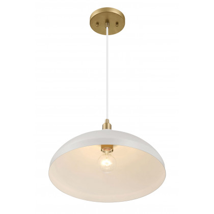 Ashcroft - Astral Single Light White Pendant Lamp with Golder Brass Finish for Entrance Kitchen Island 14"D × 8"H