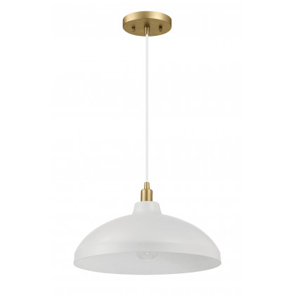 Ashcroft - Astral Single Light White Pendant Lamp with Golder Brass Finish for Entrance Kitchen Island 14"D × 8"H