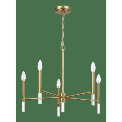 Ashcroft – Courtyard Five Light Golden Brass Candle Light Chandelier 24"W × 17.75"H