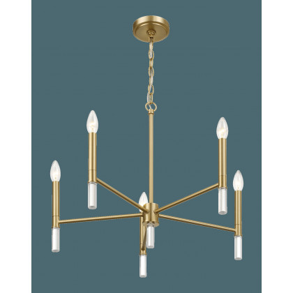 Ashcroft – Courtyard Five Light Golden Brass Candle Light Chandelier 24"W × 17.75"H