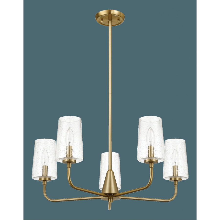Ashcroft - Dazzle Five Lights Chandelier With Clear Seeded Glass in Satin Brass