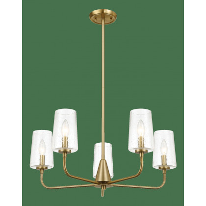 Ashcroft - Dazzle Five Lights Chandelier With Clear Seeded Glass in Satin Brass