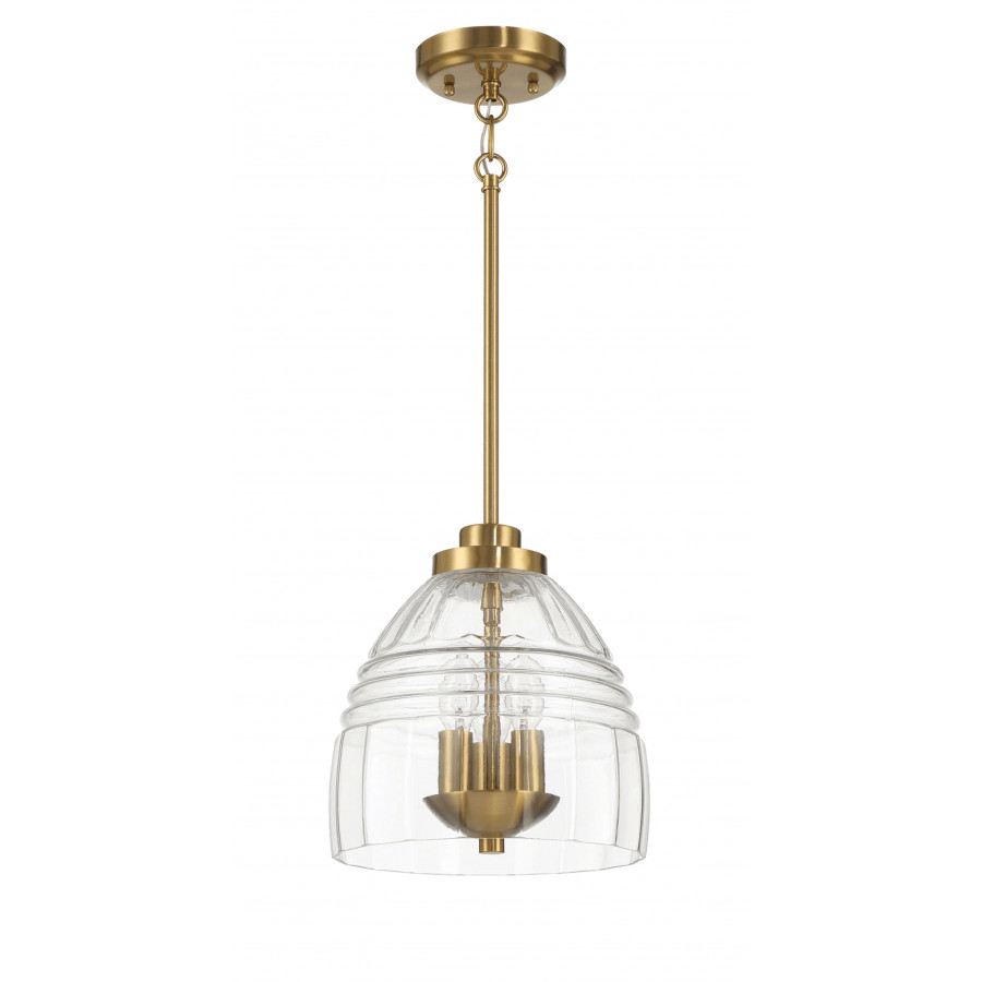 Ashcroft - Ember Three Candle Lights Chain Pendant With Clear Glass - Satin Brass