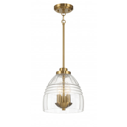 Ashcroft - Ember Three Candle Lights Chain Pendant With Clear Glass - Satin Brass