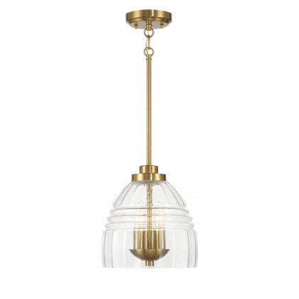 Ashcroft - Ember Three Candle Lights Chain Pendant With Clear Glass - Satin Brass