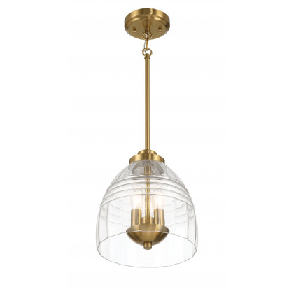 Ashcroft - Ember Three Candle Lights Chain Pendant With Clear Glass - Satin Brass
