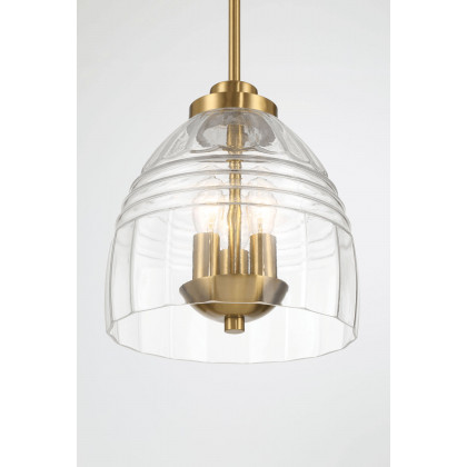 Ashcroft - Ember Three Candle Lights Chain Pendant With Clear Glass - Satin Brass