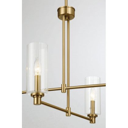 Ashcroft - Enigma Four Lights Chandelier With Clear Ribbed Glass -Satin Brass