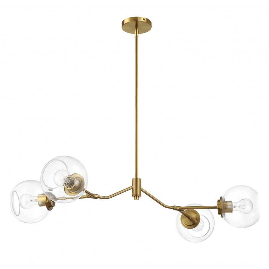 Ashcroft - Jewel Four Lights Modern Farmhouse Chandelier Ceiling Hanging Light Fixture For Kitchen Island Dining Room 36"L × 20"W × 7.25"H with Clear Glass