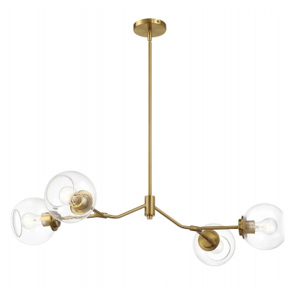 Ashcroft - Jewel Four Lights Modern Farmhouse Chandelier Ceiling Hanging Light Fixture For Kitchen Island Dining Room 36"L × 20"W × 7.25"H with Clear Glass