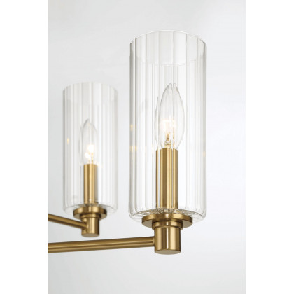 Ashcroft - Timeless Six Lights Chandelier With Clear Ribbed Glass - Satin Brass