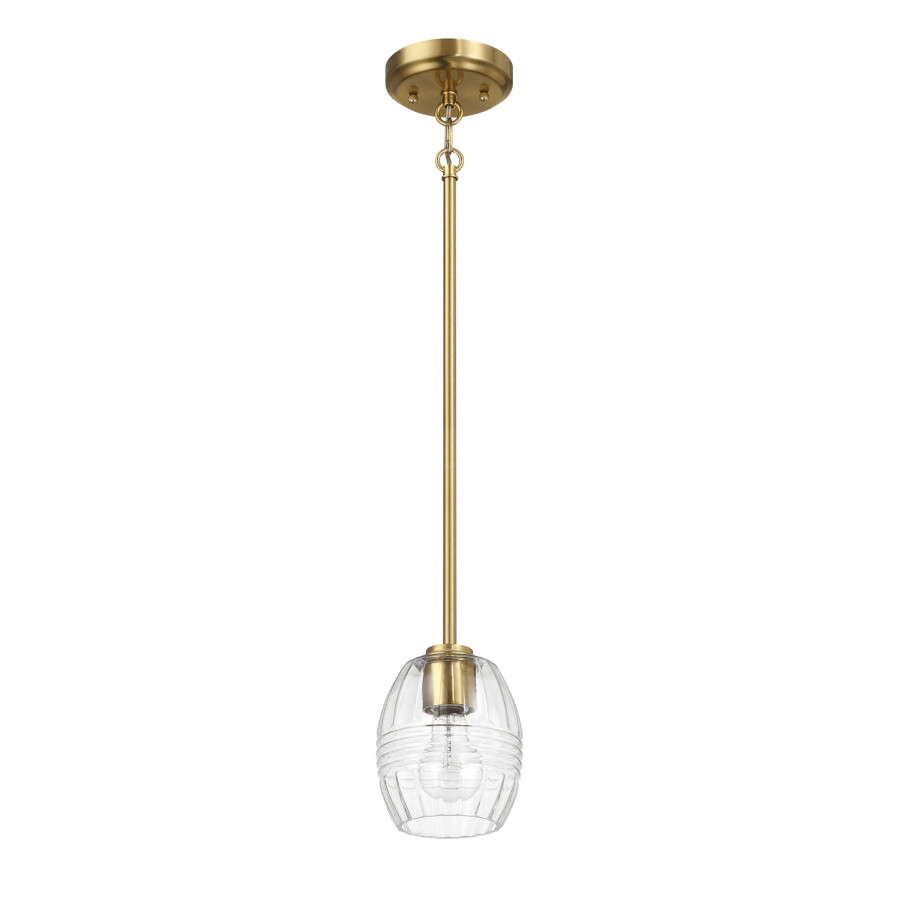 Ashcroft - Vista Single Pendant Chain Hanging Light with Clear Glass - Satin Brass