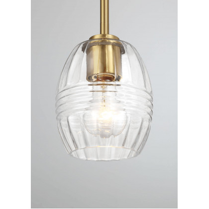 Ashcroft - Vista Single Pendant Chain Hanging Light with Clear Glass - Satin Brass
