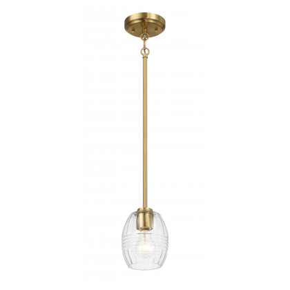 Ashcroft - Vista Single Pendant Chain Hanging Light with Clear Glass - Satin Brass