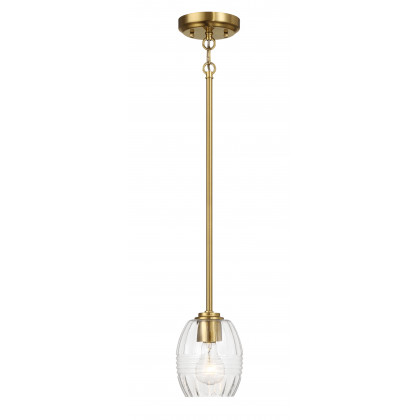 Ashcroft - Vista Single Pendant Chain Hanging Light with Clear Glass - Satin Brass
