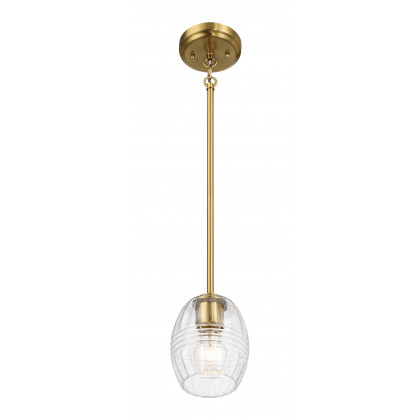 Ashcroft - Vista Single Pendant Chain Hanging Light with Clear Glass - Satin Brass