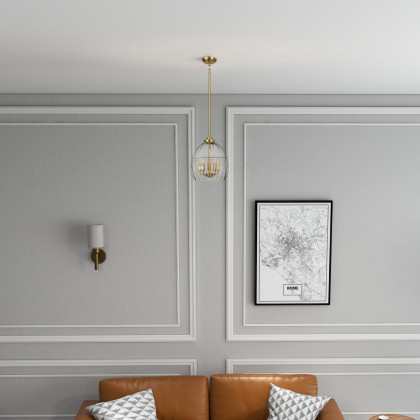 Ashcroft - Zen Five Pendant Chain Hanging Light with Clear Glass - Satin Brass