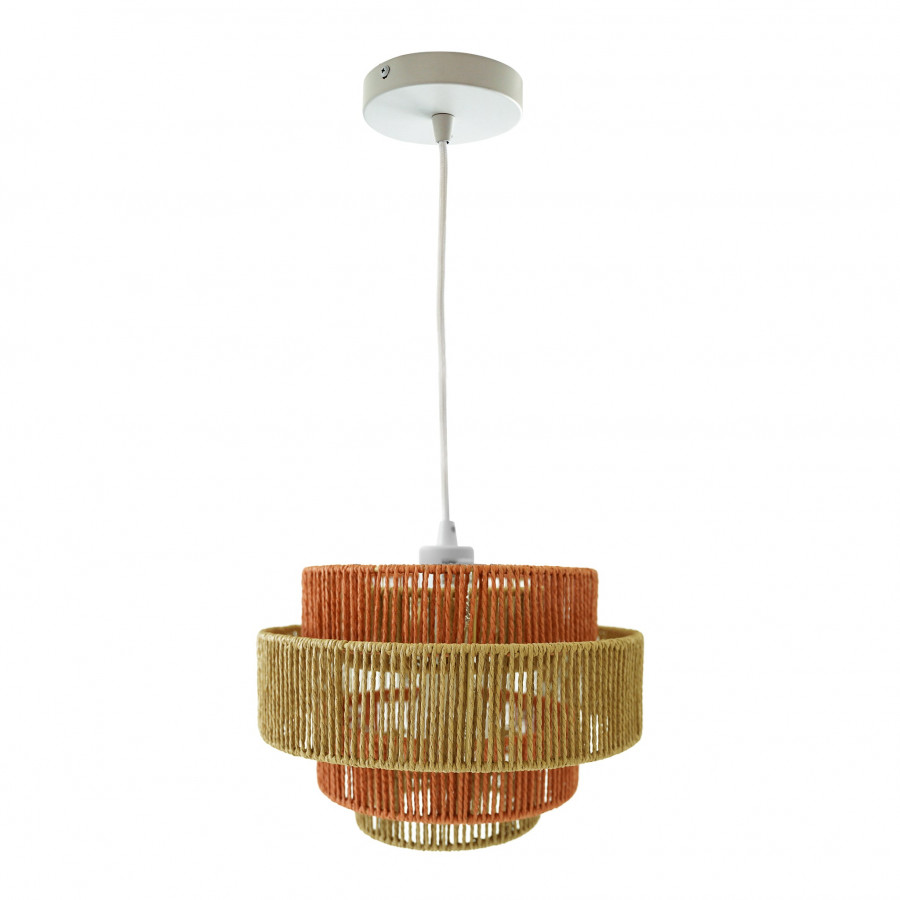 Ashcroft - Dorset Pendant Lamp in White and Natural/Terracotta