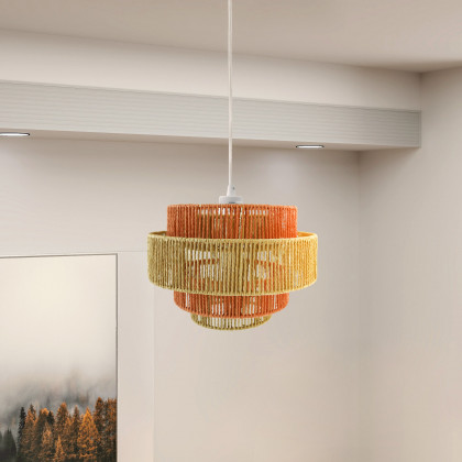 Ashcroft - Dorset Pendant Lamp in White and Natural/Terracotta
