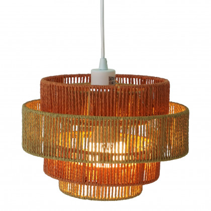 Ashcroft - Dorset Pendant Lamp in White and Natural/Terracotta