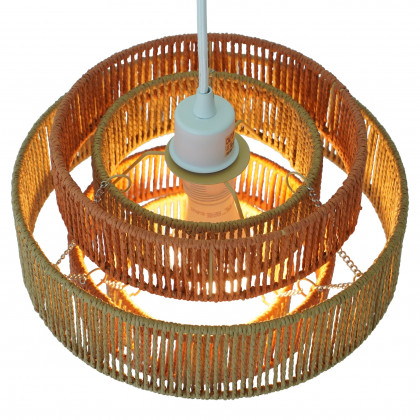 Ashcroft - Dorset Pendant Lamp in White and Natural/Terracotta