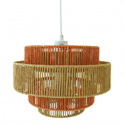 Ashcroft - Dorset Pendant Lamp in White and Natural/Terracotta
