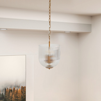 Ashcroft - Garnet Pendant Lamp in Coarse Gold + Clear Glass