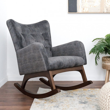 Ashcroft - Alistair Solid Wood Rocking Chair in Gray